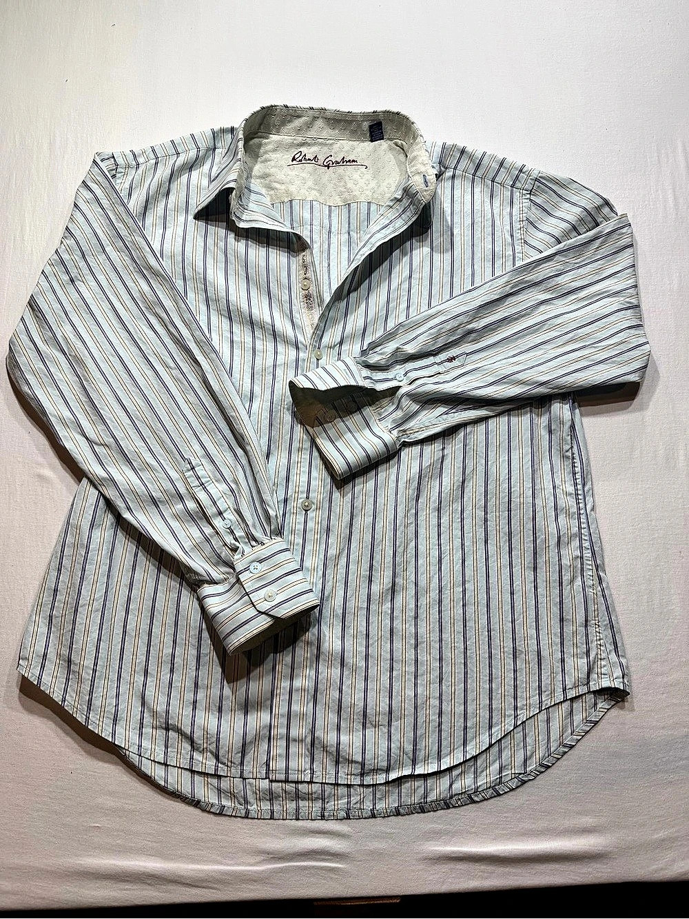 Robert Graham Striped Cotton Silk Shirt 2XL
